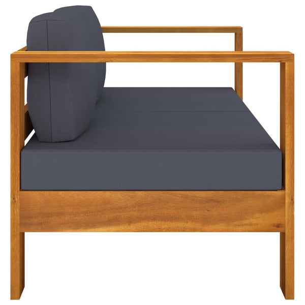 4-tlg. Garten-Lounge-Set Dunkelgraue Auflagen Massivholz Akazie