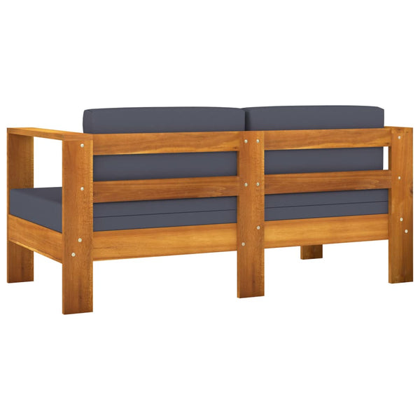 4-tlg. Garten-Lounge-Set Dunkelgraue Auflagen Massivholz Akazie