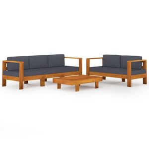 5-tlg. Garten-Lounge-Set mit Dunkelgrauen Auflagen Akazienholz