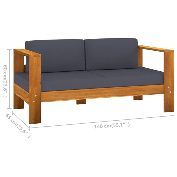 8-tlg. Garten-Lounge-Set mit Dunkelgrauen Auflagen Akazienholz