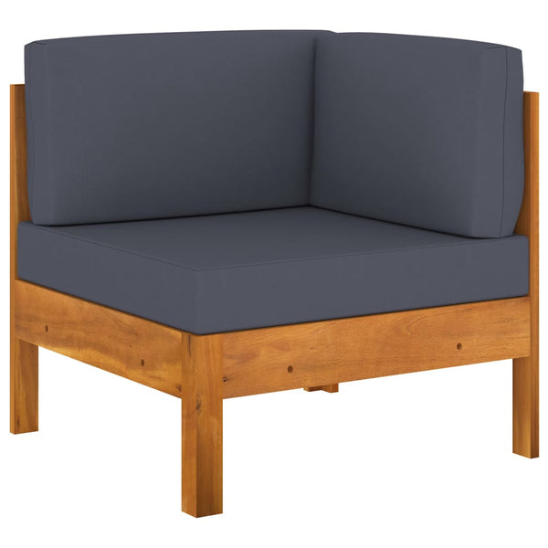 vidaXL Salon de jardin 7 pièces avec coussins gris foncé, bois d'acacia