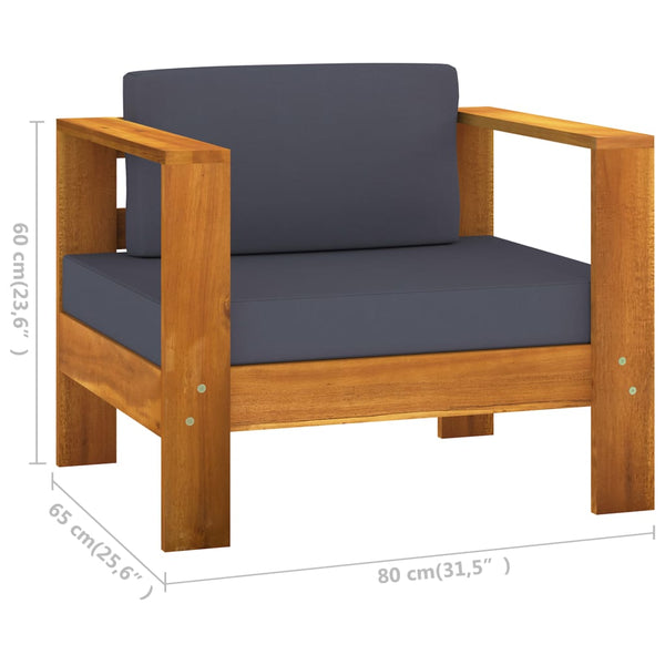 vidaXL Salon de jardin 7 pièces avec coussins gris foncé, bois d'acacia