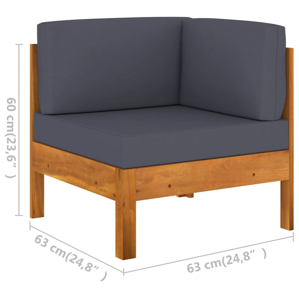 vidaXL Salon de jardin 7 pièces avec coussins gris foncé, bois d'acacia