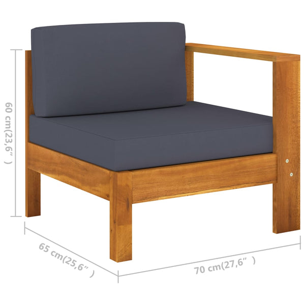 vidaXL Salon de jardin 8 pcs avec coussins gris foncé, bois d'acacia