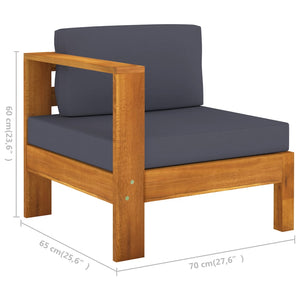 vidaXL Salon de jardin 8 pcs avec coussins gris foncé, bois d'acacia