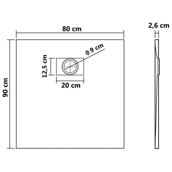 Duschwanne SMC Braun 90x80 cm