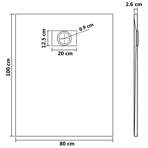 Duschwanne SMC Braun 100x80 cm