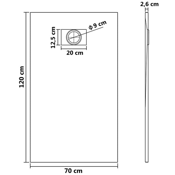 Duschwanne SMC Braun 120x70 cm