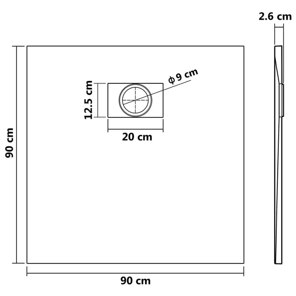 vidaXL Receveur de douche SMC Gris 90x90 cm