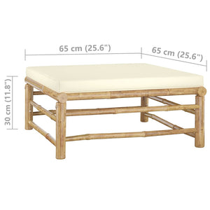 12-tlg. Garten-Lounge-Set mit Cremeweißen Kissen Bambus
