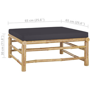 12-tlg. Garten-Lounge-Set mit Dunkelgrauen Kissen Bambus