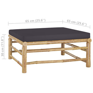9-tlg. Garten-Lounge-Set mit Dunkelgrauen Kissen Bambus