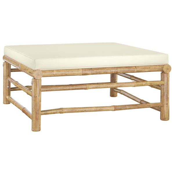 6-tlg. Garten-Lounge-Set mit Cremeweißen Kissen Bambus