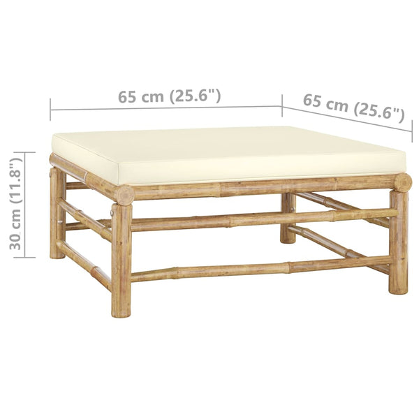 8-tlg. Garten-Lounge-Set mit Cremeweißen Kissen Bambus