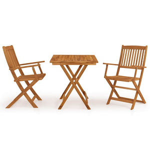 vidaXL Ensemble repas de jardin pliable 3 pcs Bois d'acacia massif