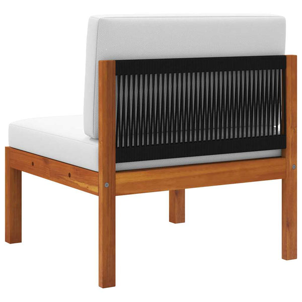 3-tlg. Garten-Lounge-Set mit Kissen Holz Akazie & Seil