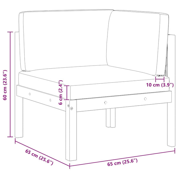 Garten-Ecksofa mit Kissen Holz Akazie & Seil