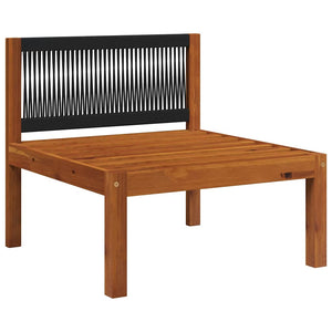Garten-Mittelsofa mit Kissen Holz Akazie & Seil