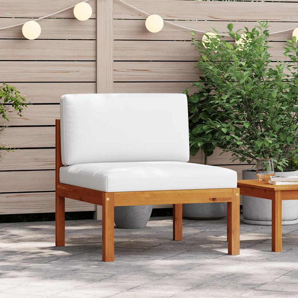 Garten-Mittelsofa mit Kissen Holz Akazie & Seil