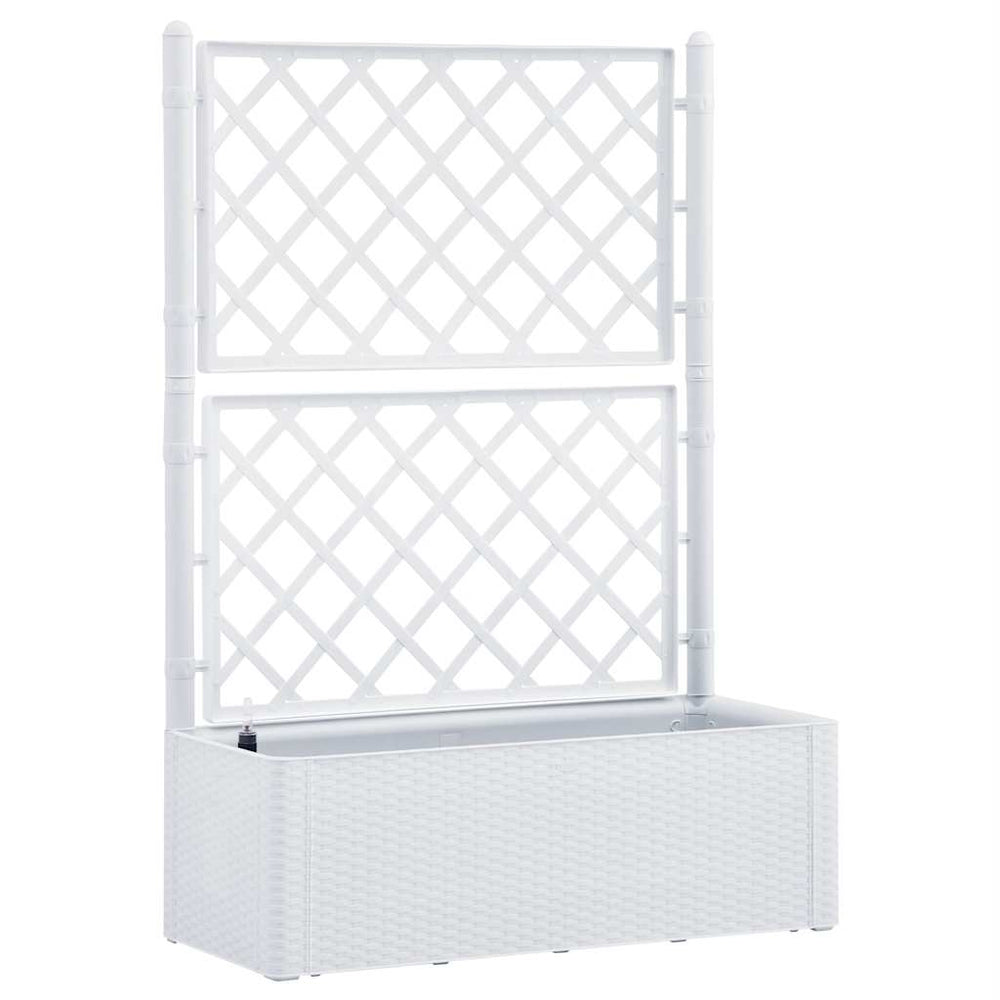 vidaXL Garden Raised Bed with Trellis and Self-Watering System White