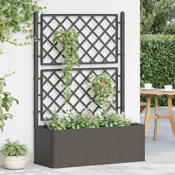Garten-Hochbeet mit Spalier Selbstbewässerungssystem Anthrazit