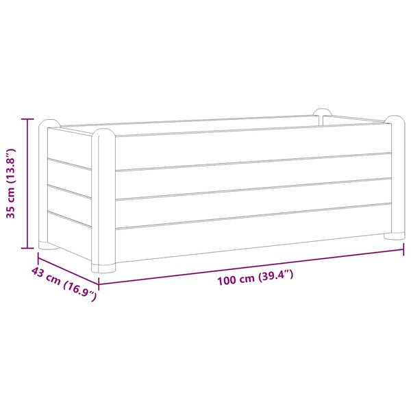 Garten-Hochbeet PP Weiß 100x43x35 cm