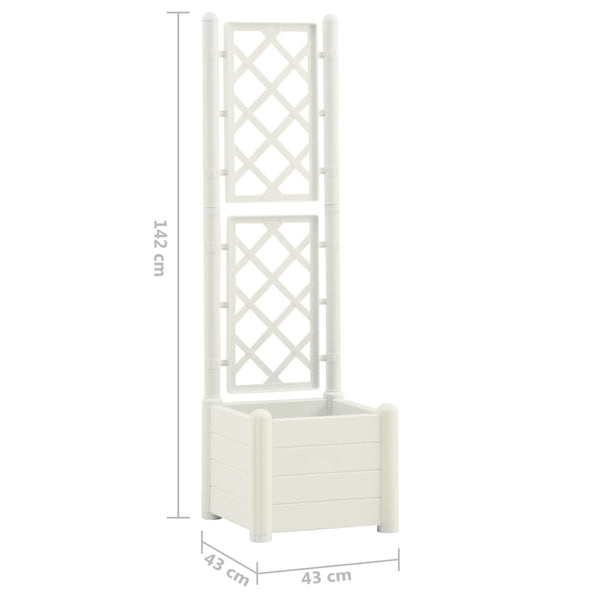Pflanzkübel mit Spalier 43x43x142 cm PP Weiß