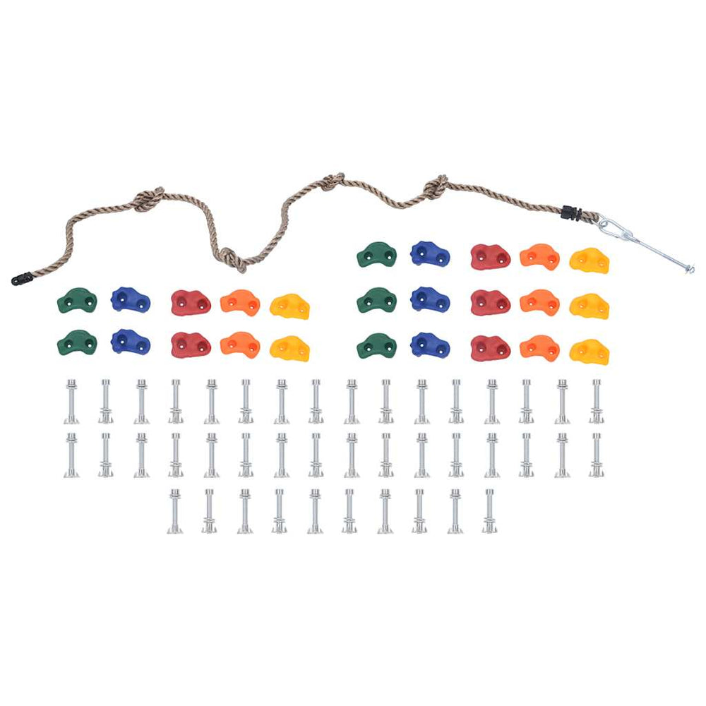 vidaXL Prises d'escalade avec corde 25 pcs Multicolore