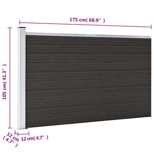 Zaunelement WPC 175x105 cm Schwarz