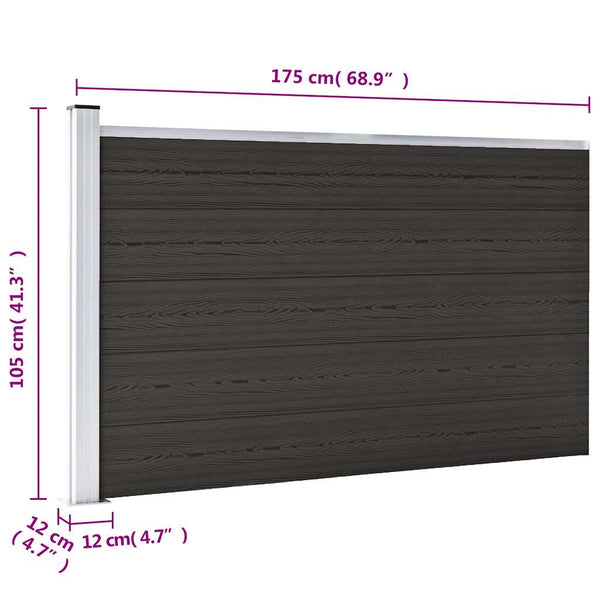 Zaunelement WPC 175x105 cm Schwarz