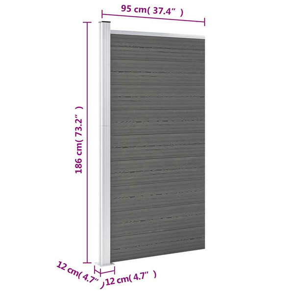 Zaunelement WPC 95x186 cm Grau