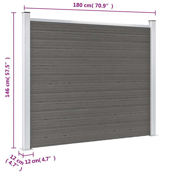 Zaunelement WPC 180x146 cm Grau