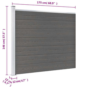 Zaunelement WPC 175x146 cm Grau