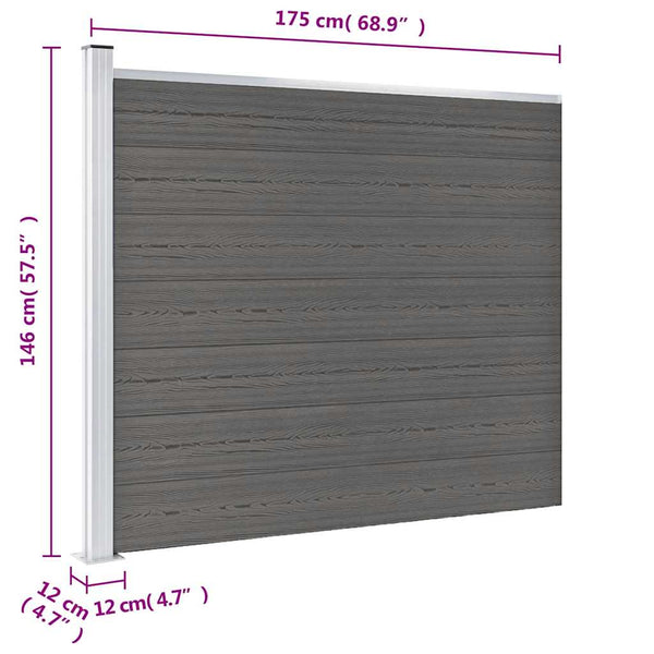 Zaunelement WPC 175x146 cm Grau