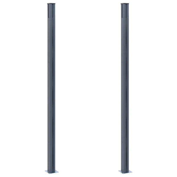 Zaunpfosten 2 Stk. Dunkelgrau 185 cm Aluminium