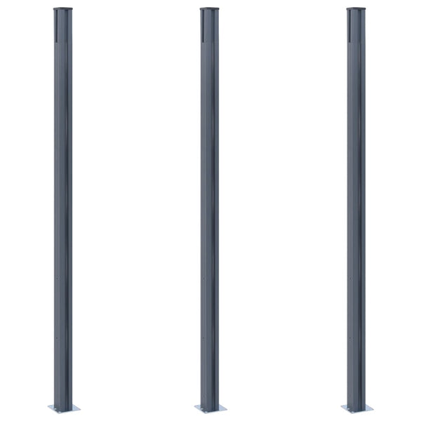 Zaunpfosten 3 Stk. Dunkelgrau 185 cm Aluminium