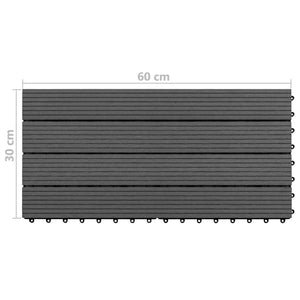 Terrassenfliesen Schwarz WPC 60x30 cm, 6 Stk.