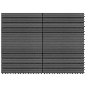 Terrassenfliesen Schwarz WPC 60x30 cm, 6 Stk.