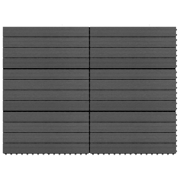 Terrassenfliesen Schwarz WPC 60x30 cm, 6 Stk.