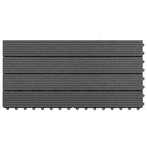 Terrassenfliesen Schwarz WPC 60x30 cm, 6 Stk.