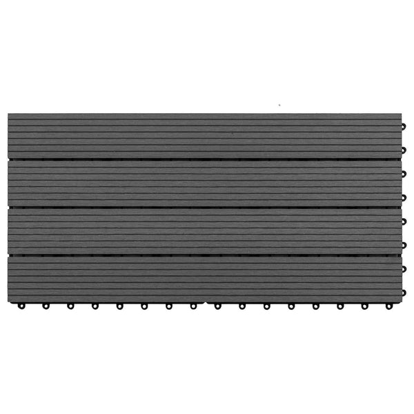 Terrassenfliesen Schwarz WPC 60x30 cm, 6 Stk.