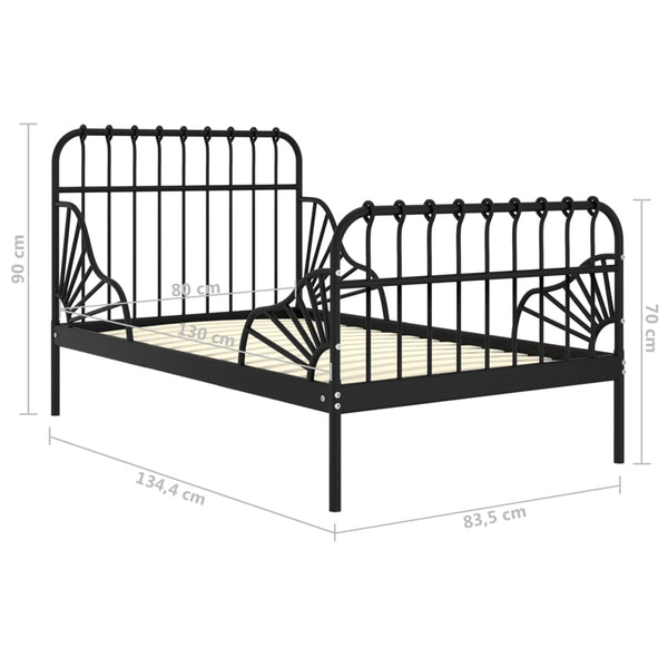 Ausziehbett Metall Schwarz 80x200 cm