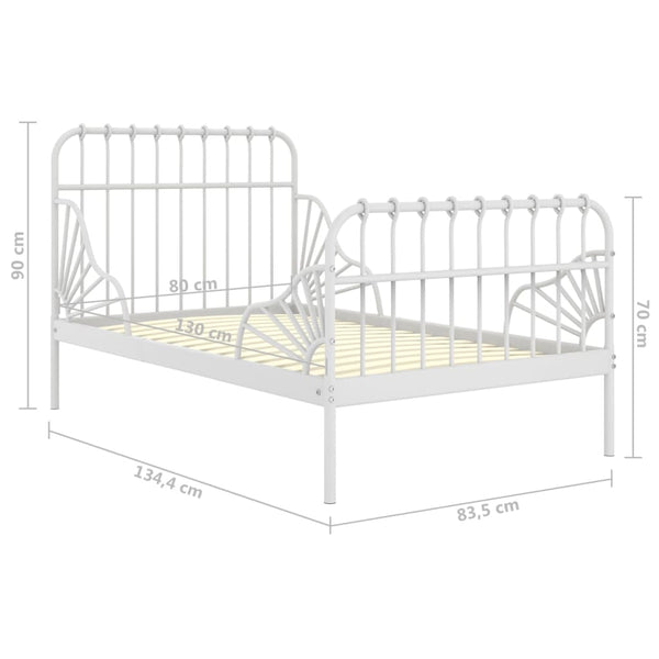 Ausziehbett Metall Weiß 80x200 cm