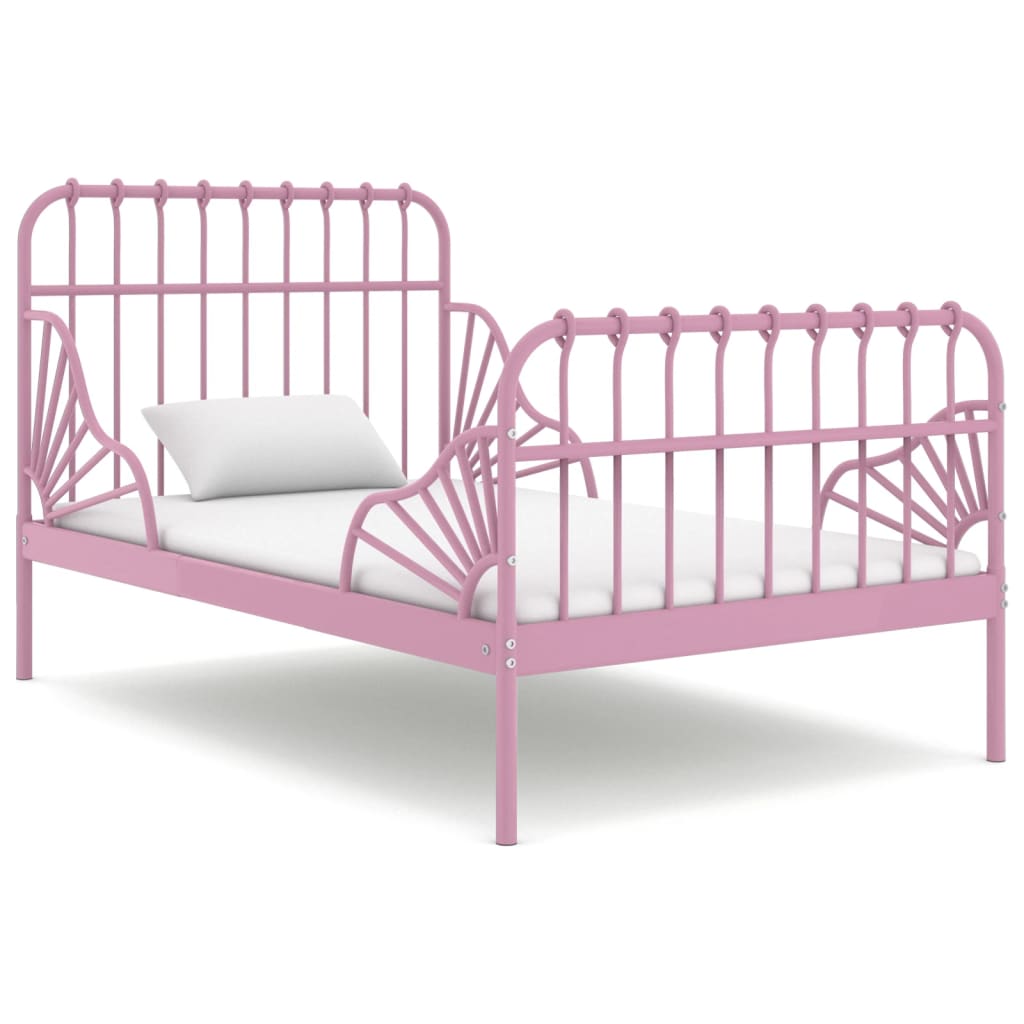 Rosa Ausziehbett Metall 80x130/200 cm