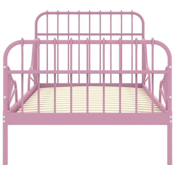 Rosa Ausziehbett Metall 80x130/200 cm
