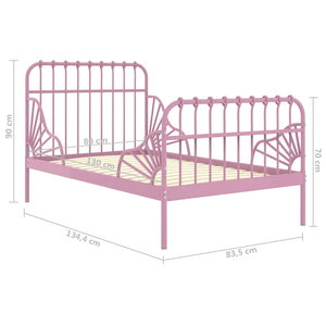 Rosa Ausziehbett Metall 80x130/200 cm