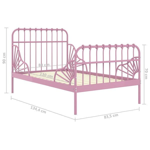 Rosa Ausziehbett Metall 80x130/200 cm