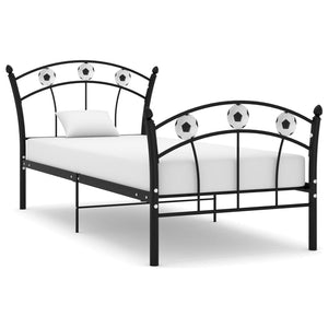 Fußball Einzelbett 90x200 cm Schwarz Metall