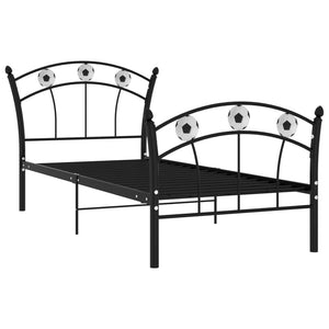 Fußball Einzelbett 90x200 cm Schwarz Metall