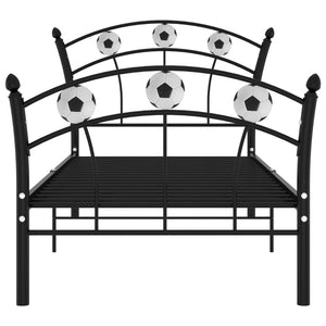 Fußball Einzelbett 90x200 cm Schwarz Metall